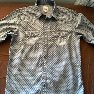 LARGE  /Moon Shine Spirit, Blue cowboy shirt blue gray.